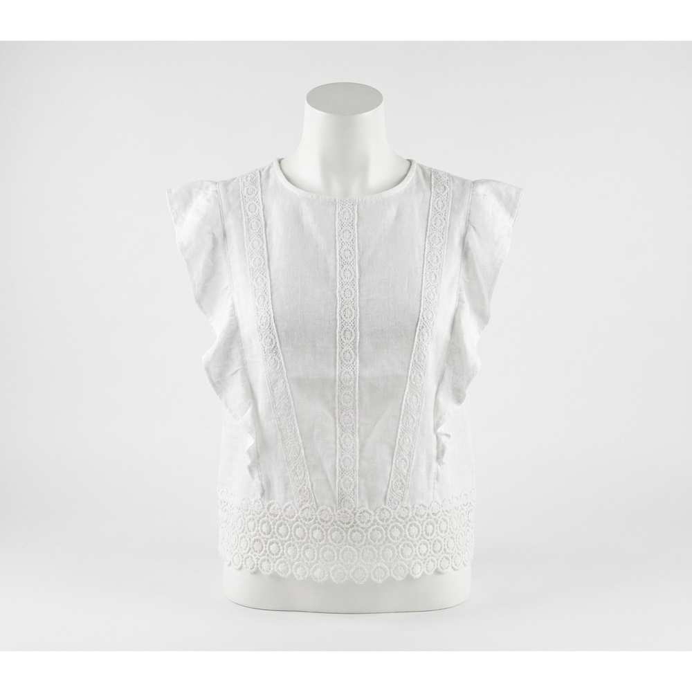NEW APRICOT lace trim frill edge top in white
